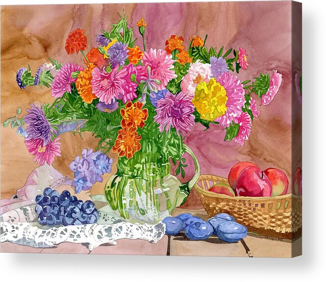 Summer Acrylic Print featuring the painting Summer Bouquet by Espero Art
