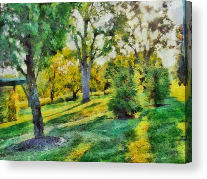 Sunny Acrylic Print featuring the mixed media Sunny Yard by Christopher Reed