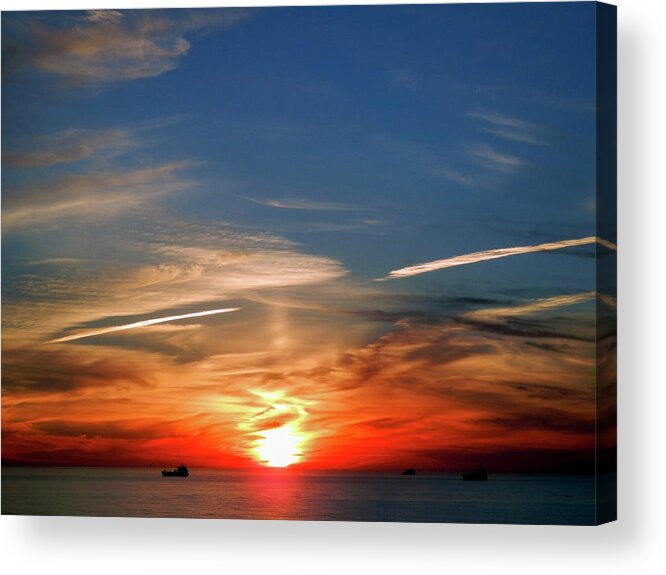 Gulf Of Mexico Acrylic Print featuring the photograph Sunset on the Gulf of Mexico by Debra Martz