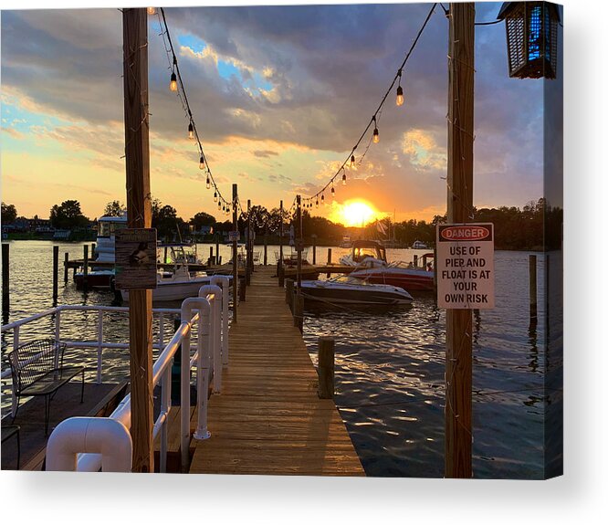 Pier Acrylic Print featuring the photograph Sunset on the Pier by Chris Montcalmo