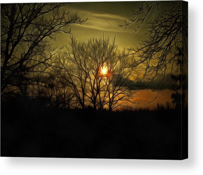 Sunset Acrylic Print featuring the mixed media Sunset on the Trail by Christopher Reed