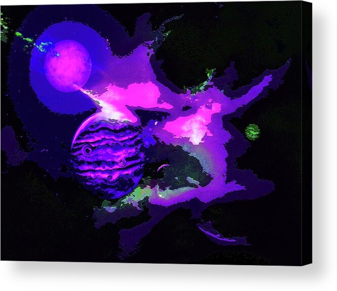  Acrylic Print featuring the digital art Surreal Planets and Clouds in Space by Don White Artdreamer
