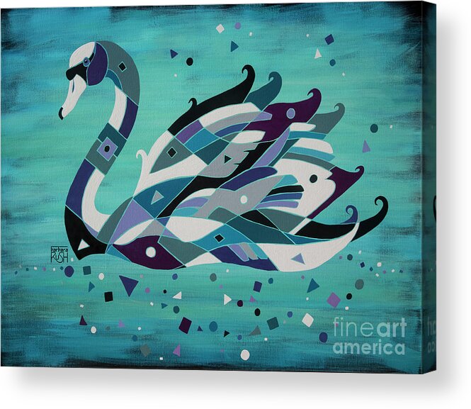Swan Art Acrylic Print featuring the painting Swan - Infused with Grace by Barbara Rush