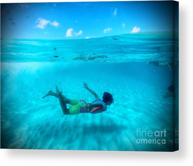 Grand Anse Beach Acrylic Print featuring the photograph Swimming Free by Laura Forde