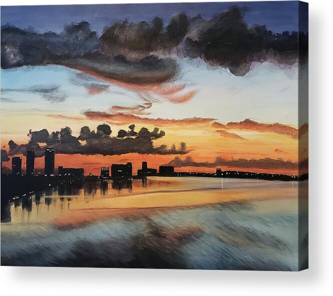 Seascape Acrylic Print featuring the painting Tampa Bay Seascape by Alexis King-Glandon