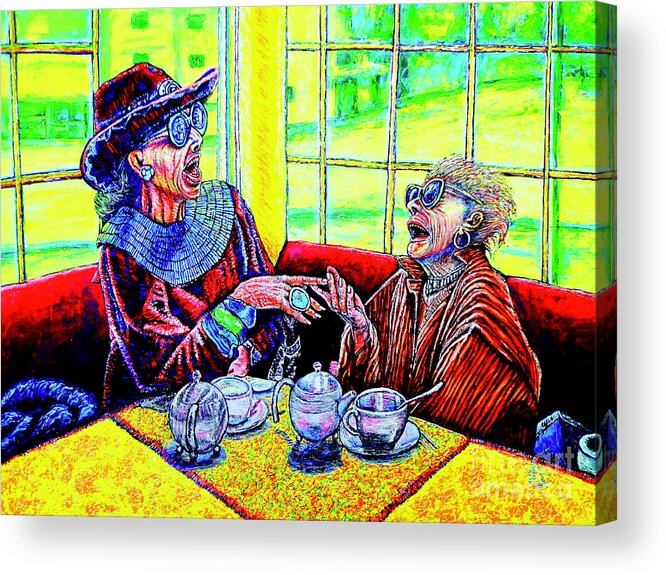 Old Acrylic Print featuring the painting Tea Party by Viktor Lazarev