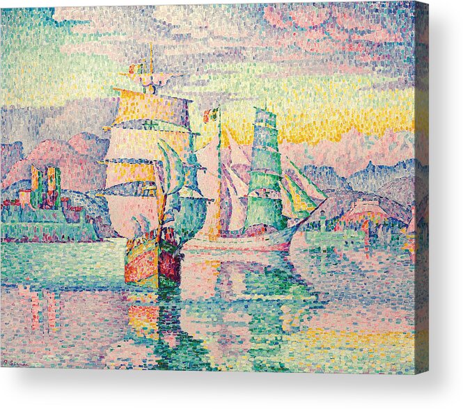 Bricks-schooners Acrylic Print featuring the painting The Bricks-Schooners by Paul Signac by Mango Art