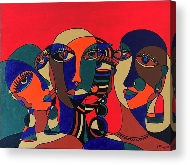 Abstract Art Acrylic Print featuring the painting The Conversation by Raji Musinipally
