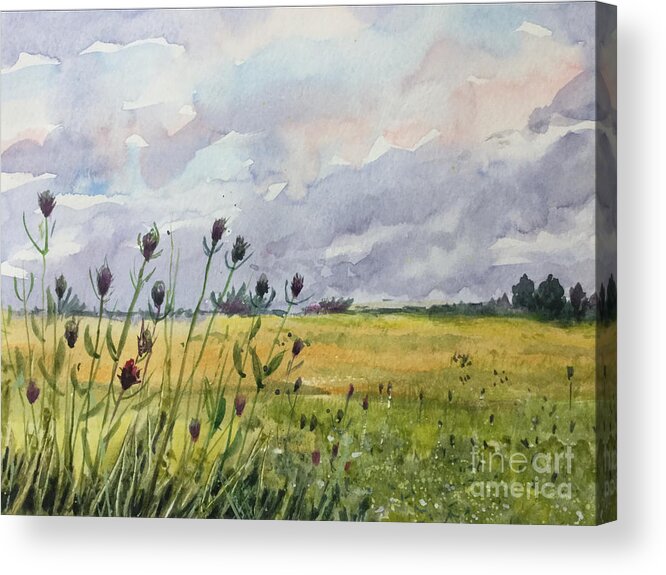 The End Of Summer Acrylic Print featuring the painting The End of Summer by Watercolor Meditations