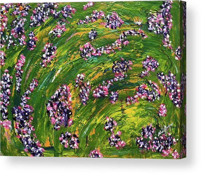 Veil Acrylic Print featuring the painting The Garden Behind The Veil by Medge Jaspan
