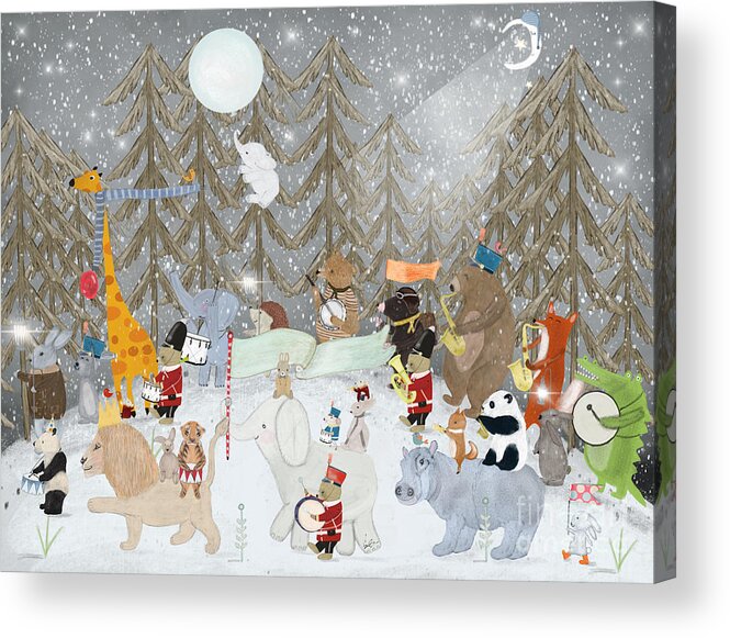 Nursery Art Acrylic Print featuring the painting The Moonlight Parade by Bri Buckley