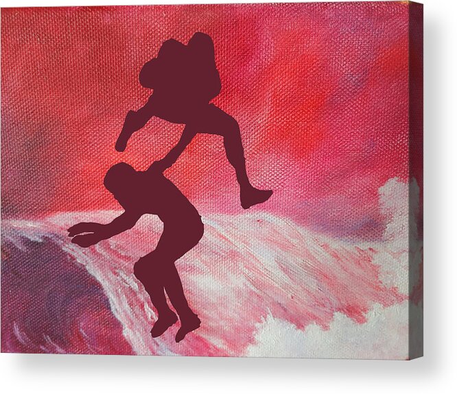 Alabama Acrylic Print featuring the painting The Rolling Crimson Tide by ML McCormick