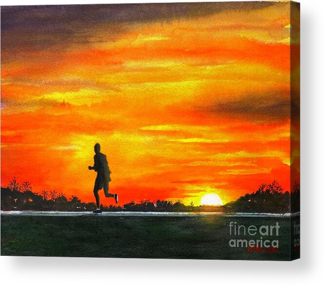 Running Acrylic Print featuring the painting The Runner by Joseph Burger