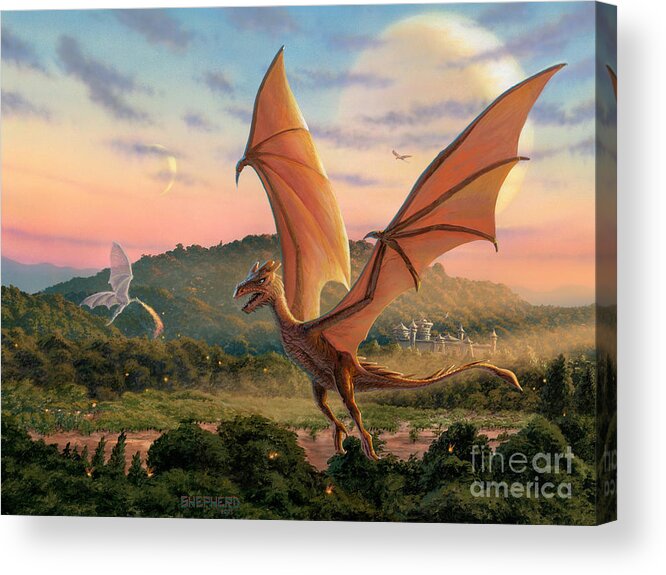 Dragon Acrylic Print featuring the painting The Training Fields by Stu Shepherd