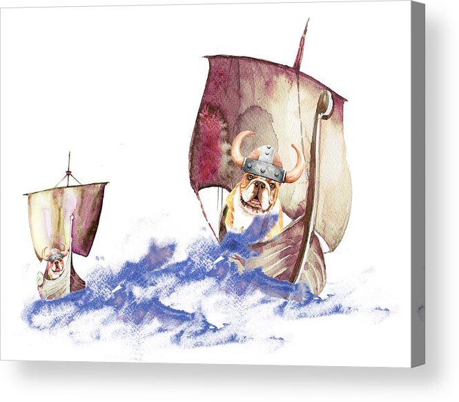 Fun Acrylic Print featuring the painting The Vikings Are Arriving by Miki De Goodaboom