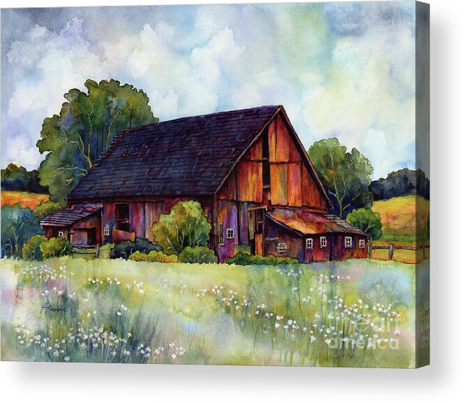 Barn Acrylic Print featuring the painting This Old Barn by Hailey E Herrera