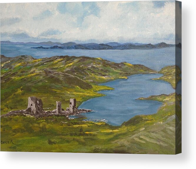 West Cork Acrylic Print featuring the painting Three castle head by Conor Murphy