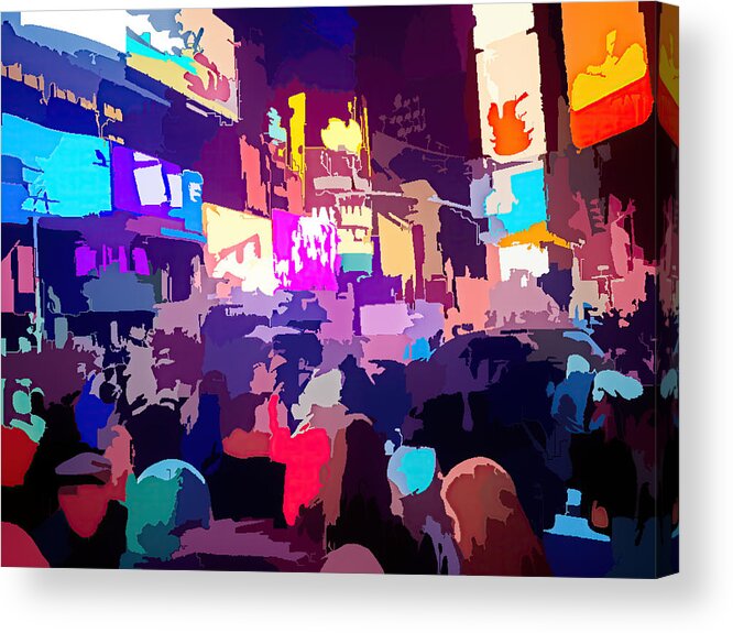‘new York’ Acrylic Print featuring the photograph Times Square by Carol Whaley Addassi