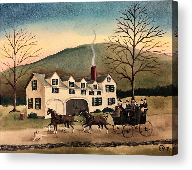 Inn Acrylic Print featuring the painting To the Inn by Lisa Curry Mair