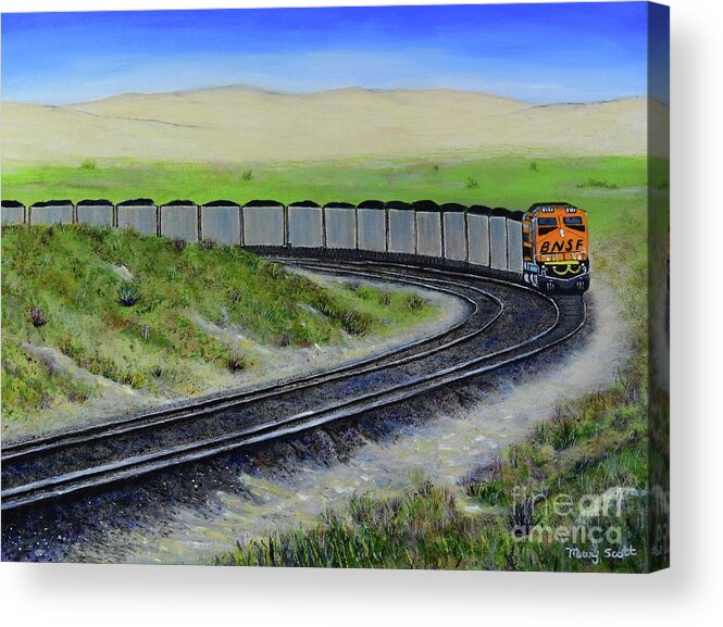 Bnsf Acrylic Print featuring the painting Train 8780 by Mary Scott