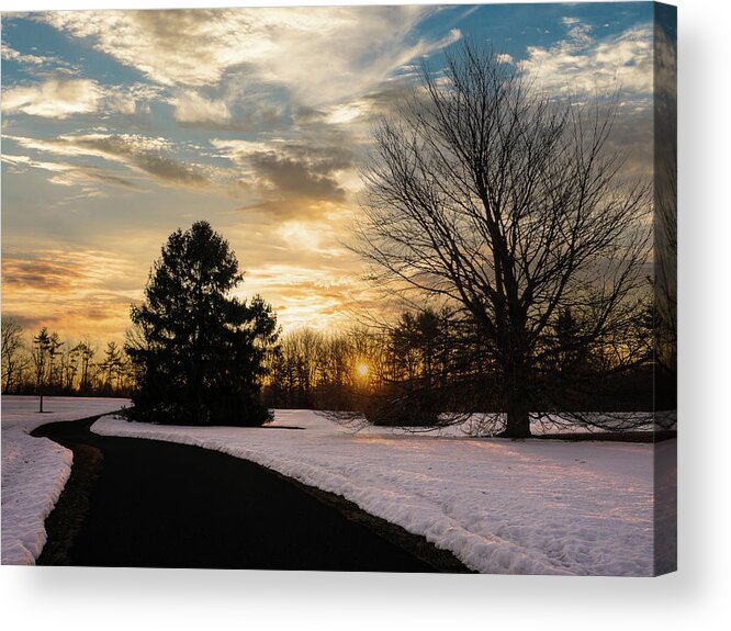 Sunrise Acrylic Print featuring the photograph Trexler Park - Upper Paths Winter Sunrise Traditional by Jason Fink