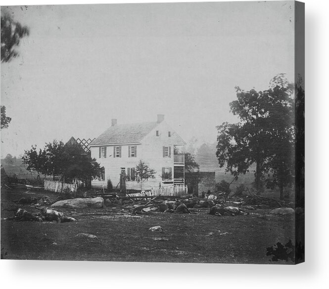 Vintage Acrylic Print featuring the photograph Trossell's House, battle-field of Gettysburg by Timothy H O'Sullivan