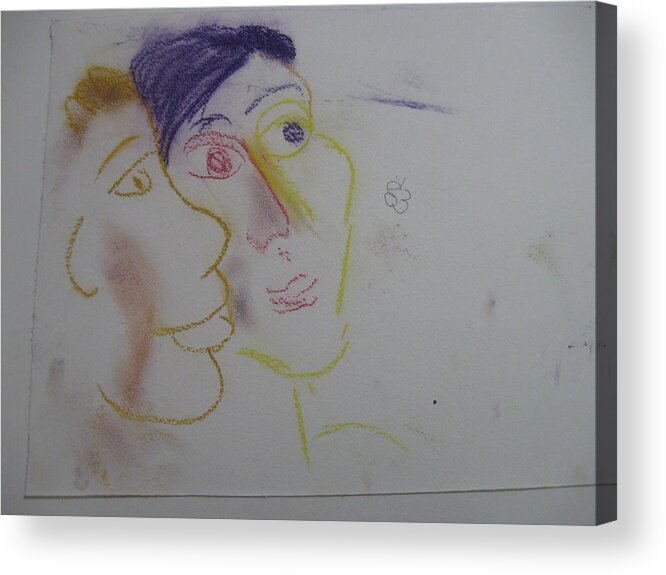  Acrylic Print featuring the drawing Two Faces by AJ Brown