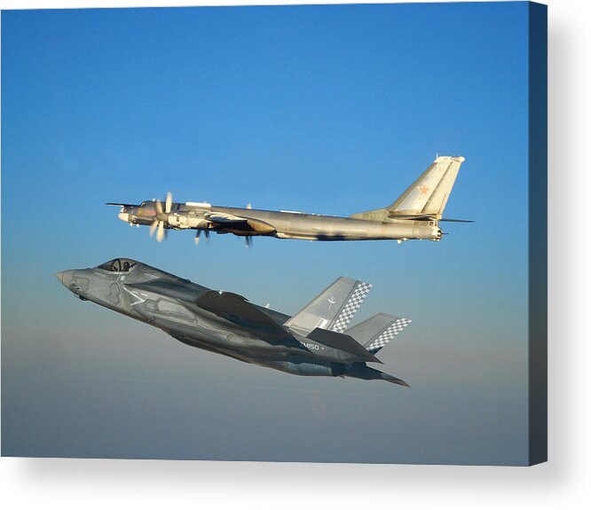 Lightning Acrylic Print featuring the digital art UK F-35B Bear Intercept by Custom Aviation Art