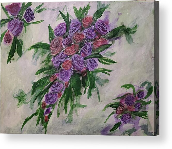 Bouquet Acrylic Print featuring the painting Valentine Bouquet by April Clay