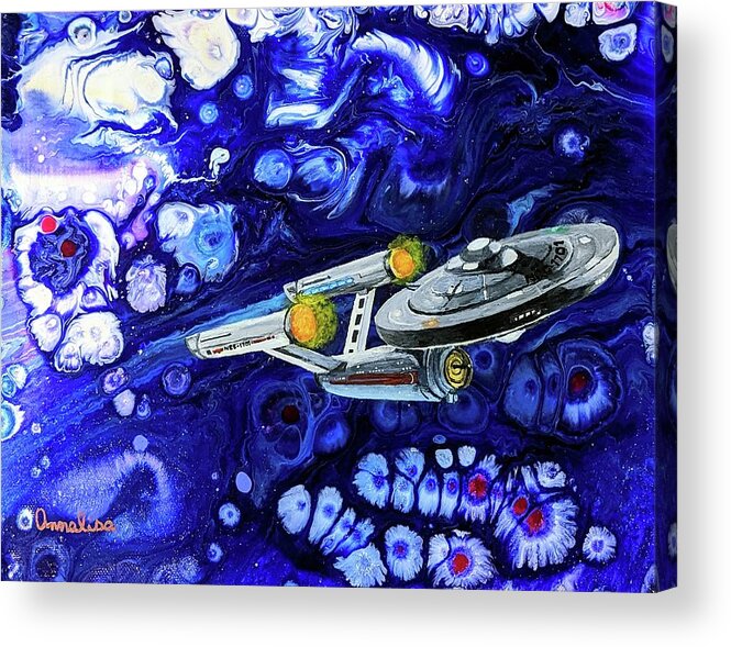 Pour Painting Acrylic Print featuring the painting Very Strange New Worlds by Annalisa Rivera-Franz