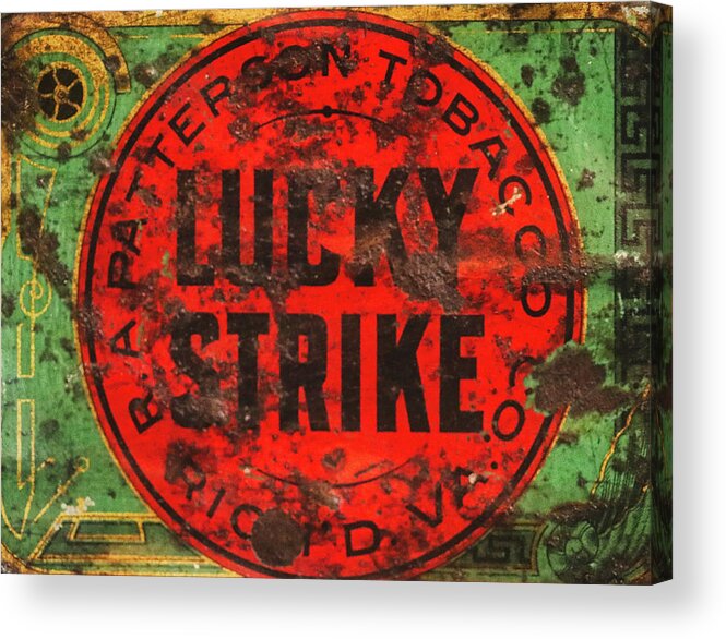 Luck Strike Acrylic Print featuring the photograph Vintage Lucky Strike Tin by Scott Burd