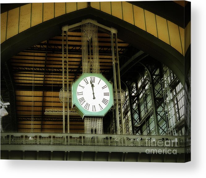 City Acrylic Print featuring the photograph Vintage Station Clock - Hamburg Hauptbahnhof by Yvonne Johnstone