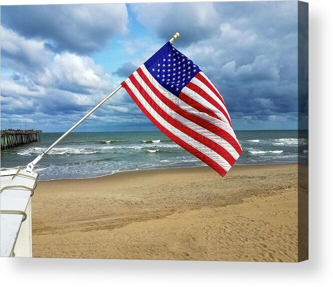 American Flag Acrylic Print featuring the photograph Virginia Beach Salute by Susie Loechler