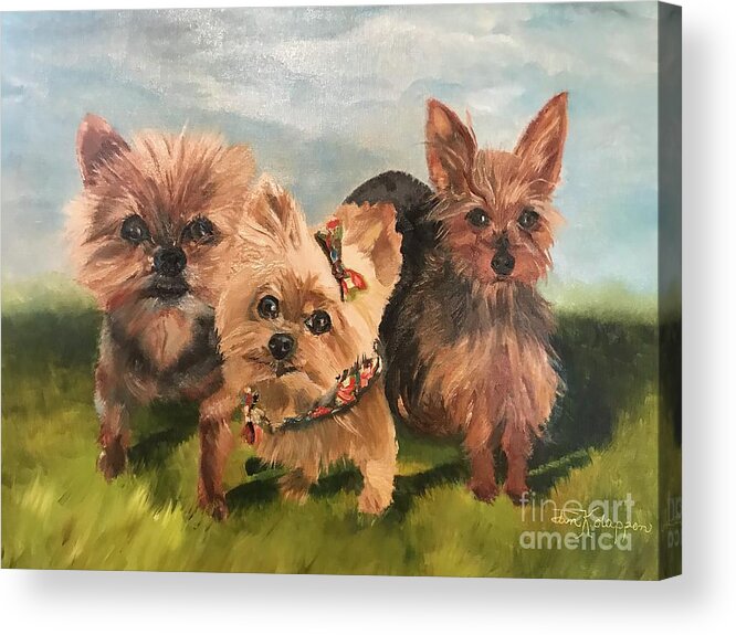  Acrylic Print featuring the painting We are Family- dogs by Jan Dappen