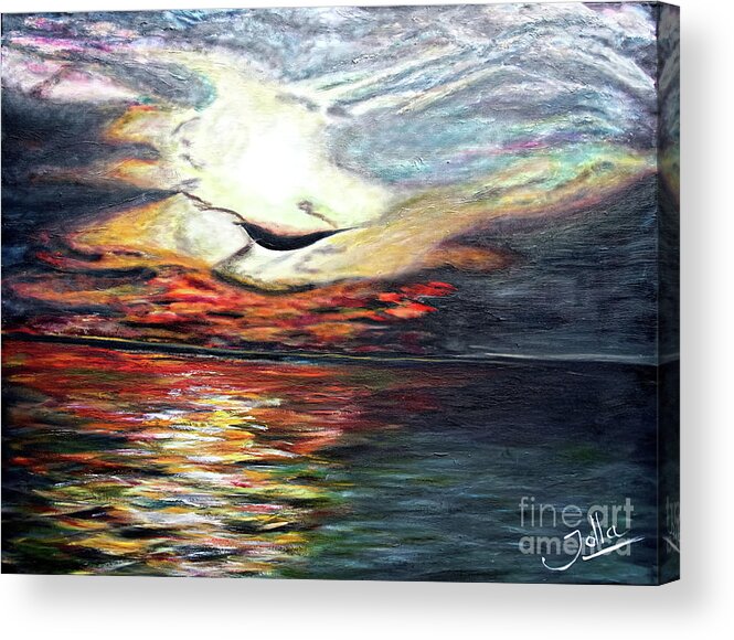 Sunset Acrylic Print featuring the painting What Dreams may Come.. by Jolanta Anna Karolska