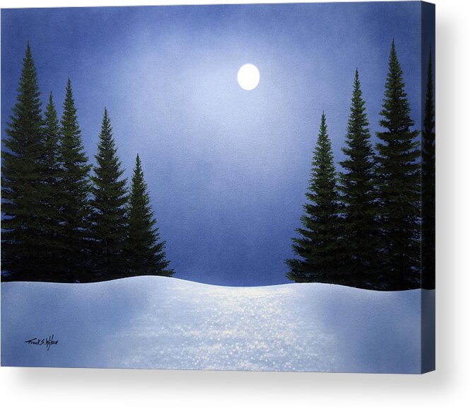 White Spruces In Moonlight Acrylic Print featuring the painting White Spruces In Moonlight by Frank Wilson
