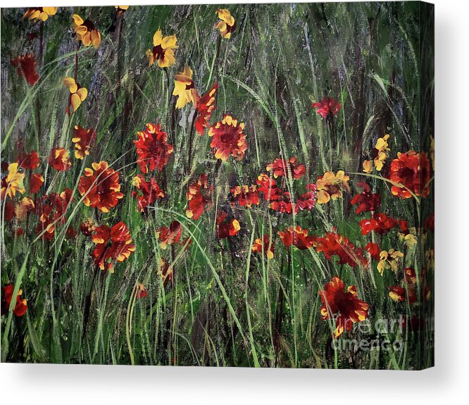 Flowers Acrylic Print featuring the painting Wildflower Pasture by Zan Savage