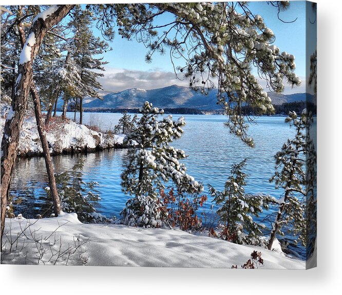 Landscape Acrylic Print featuring the photograph Winter Snow and Lake View by Russel Considine