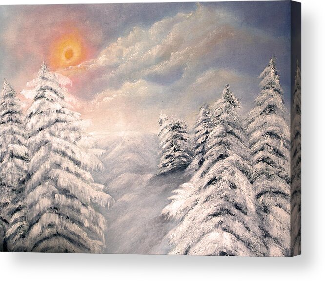 Pinetrees Acrylic Print featuring the painting Winter Sun by Medea Ioseliani