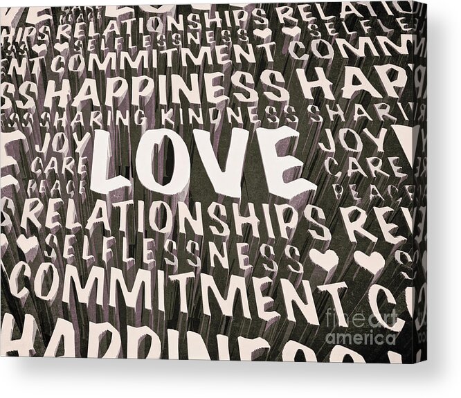 Love Acrylic Print featuring the digital art Words of Love by Phil Perkins