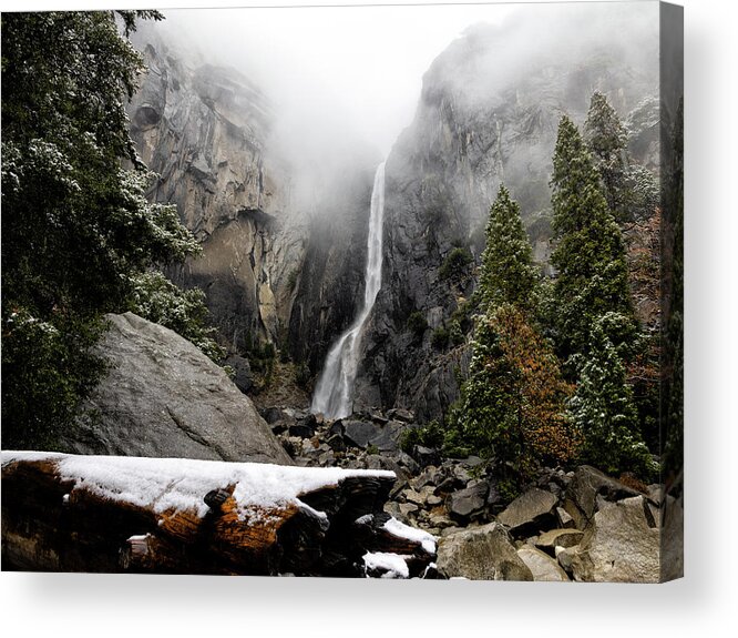 Ca Acrylic Print featuring the photograph Yosemite Falls in Winter I by Cheryl Strahl