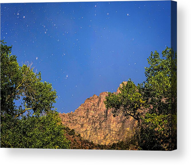 Photographs Acrylic Print featuring the photograph Zion Watchman Rainfall at Sunset by John A Rodriguez