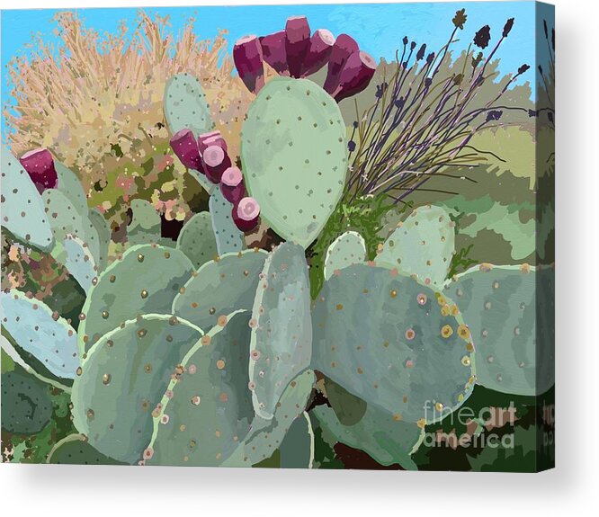 Cactus Acrylic Print featuring the digital art Zoes Cactus by Anne Marie Brown