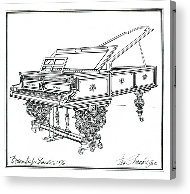 Pianos Acrylic Print featuring the drawing Bosendorfer Centennial Grand Piano by Ira Shander