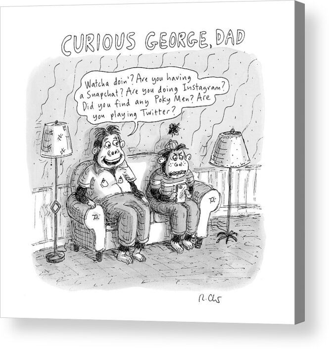 Title: Curious George Acrylic Print featuring the drawing New Yorker January 2nd, 2017 by Roz Chast