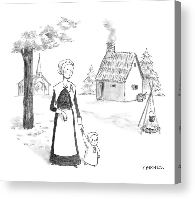 The Scarlet Letter Acrylic Print featuring the drawing Captionless; by Pat Byrnes