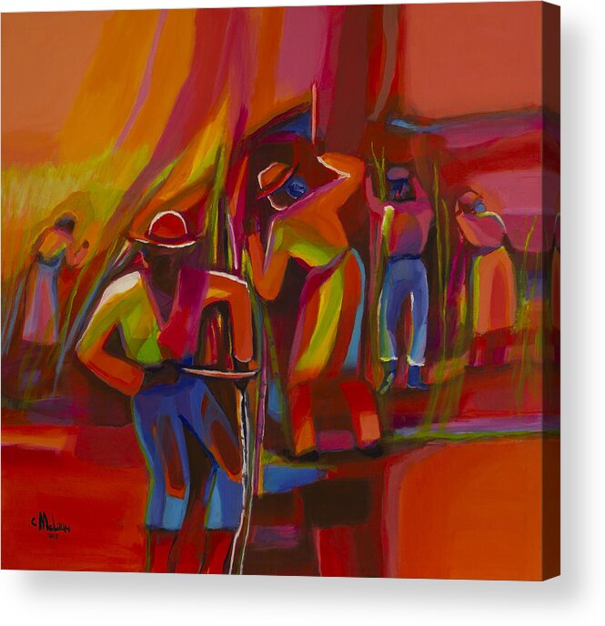 Abstract Acrylic Print featuring the painting Cane Harvest by Cynthia McLean