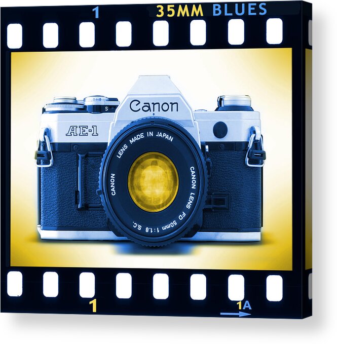 Vintage 35mm Acrylic Print featuring the photograph 35mm BLUES Canon AE-1 by Mike McGlothlen