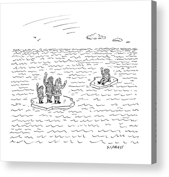 Captionless Acrylic Print featuring the drawing New Yorker July 21st, 2008 by David Sipress