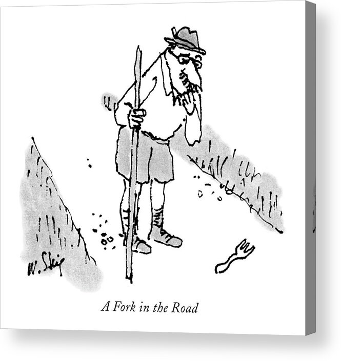 Language Acrylic Print featuring the drawing A Fork In The Road by William Steig